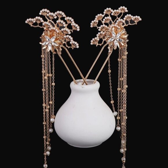 Chinese Hair Sticks Set Handmade Pearl Tassel Hair Accessories for Women Girls main image 5